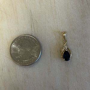 Real gold and blue sapphire necklace pendant